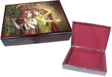 Rectangular MDF box with top Radha Krishna