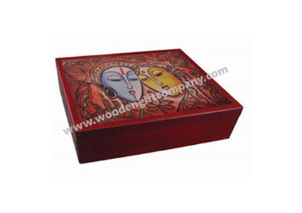 Rectangular MDF box with top Radha Krishna digital print