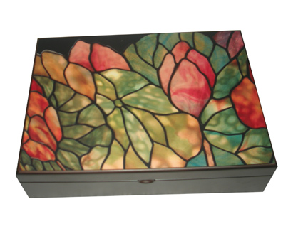 Rectangular MDF box with top flower design digital print