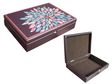 Rectangular MDF box with top flower design