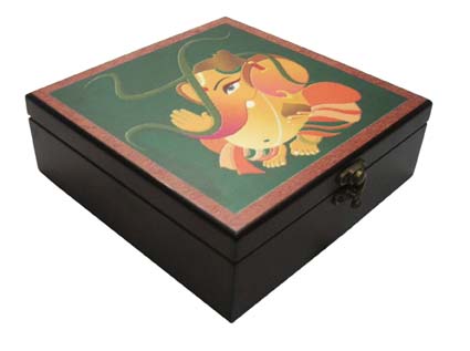 Square MDF Box with top ganesh design