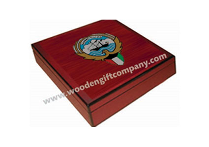 Square MDF box with top company logo