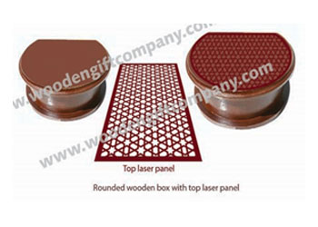Rounded wooden box with top laser panel