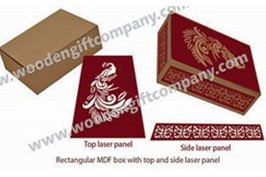 Rectangular MDF box with top and side laser panel