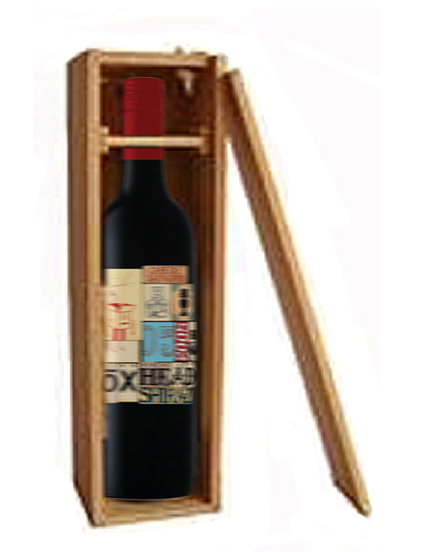 Wooden wine box with handle
